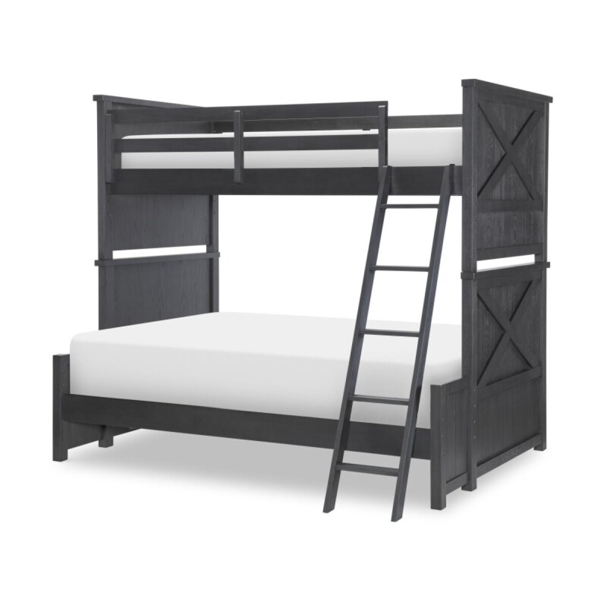 d69b8cd90a3b016bfa0f83e38480a5c9 Complete Twin Over Full Bunk Bed Black Finish - Image 1