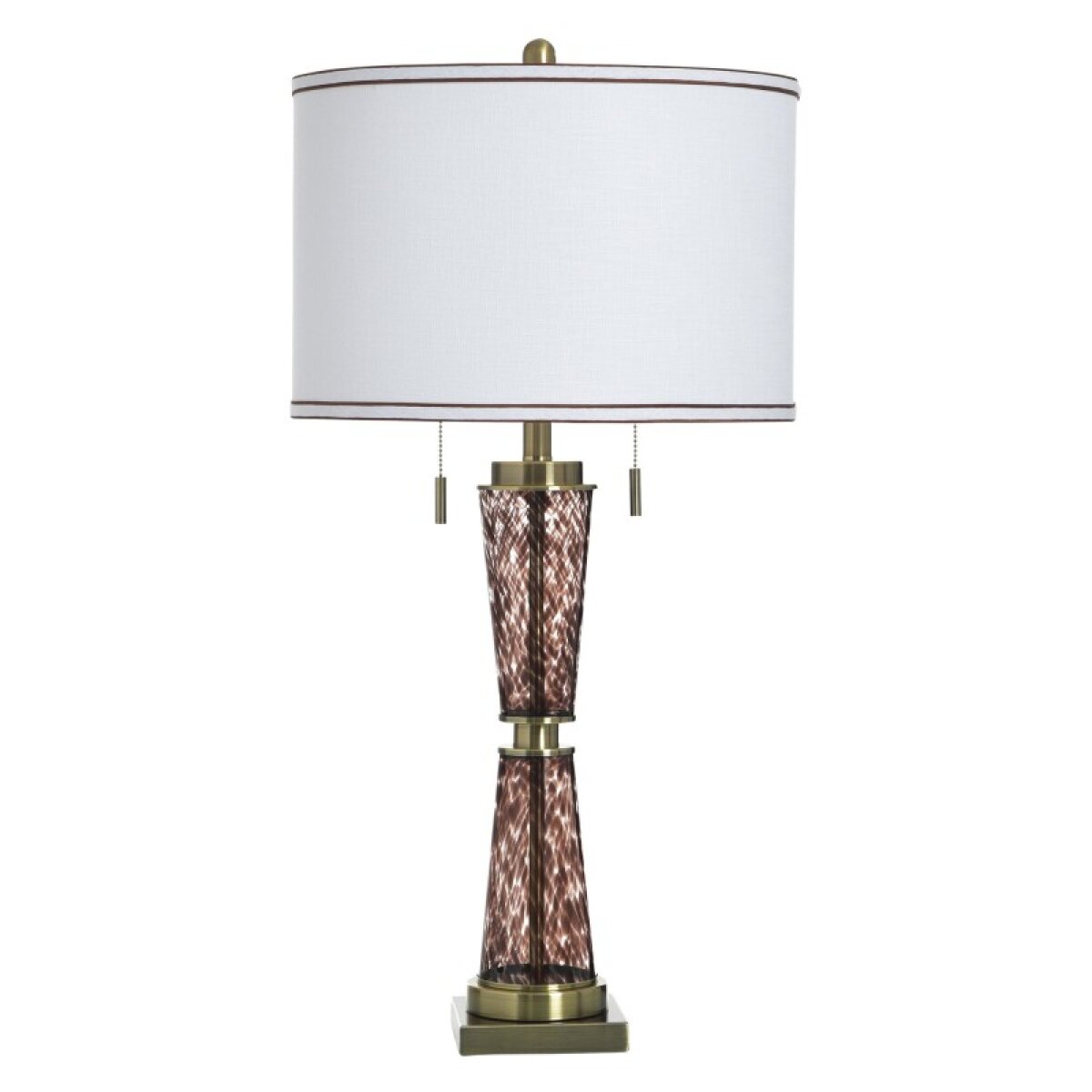 d6a7182b28a22755f523de37a4685a69 Trabzon Gold Art Glass & Steel Table Lampwith Twin Pull Chains 6 - Image 1