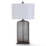 Charles Smoke Table Lamp Dimpled And Tinted Glass Body Table Lamp With Metal