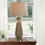 Roanoke Brown Table Lamp Thick Fluted Polyresin Base With Faux Wood Brushed Finish - Image 7