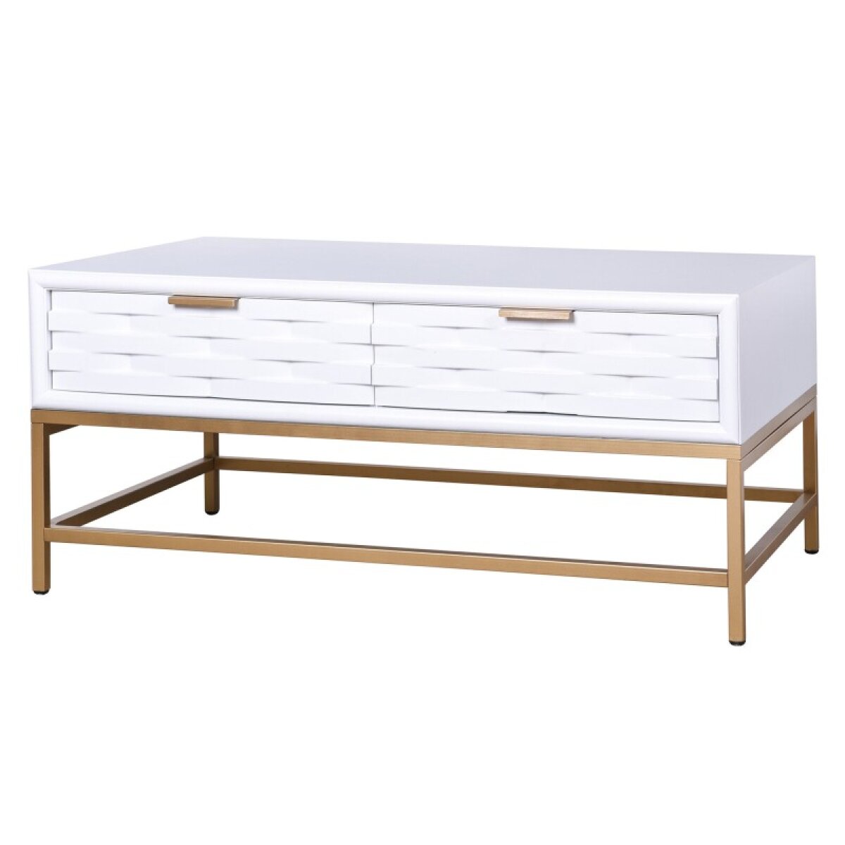 d87b47eb3d199e0d0a5a4067db412cda White & Gold Two Drawer Coffee Table - Image 1