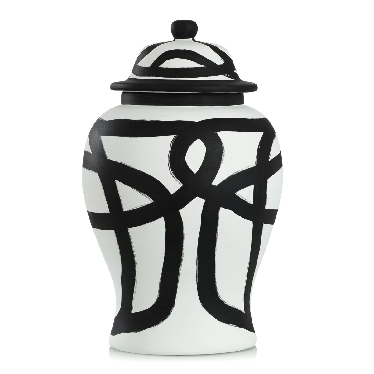 d8d166d233f1b08da9707c6aaa2eee21 Ginger Jar- Medium | Black And White Finish On Ceramic - Image 1