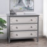 Dann Foley Lifestyle Gray And White 3 Drawer Wooden Dresser With Antique Knobs - Image 7