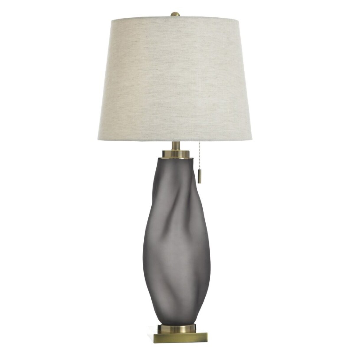 dab400567471c02b34d32accf3f36e51 Izmir Smoke Smoke Milk Glass & Steel Table Lamp With Pull Chain - Image 1