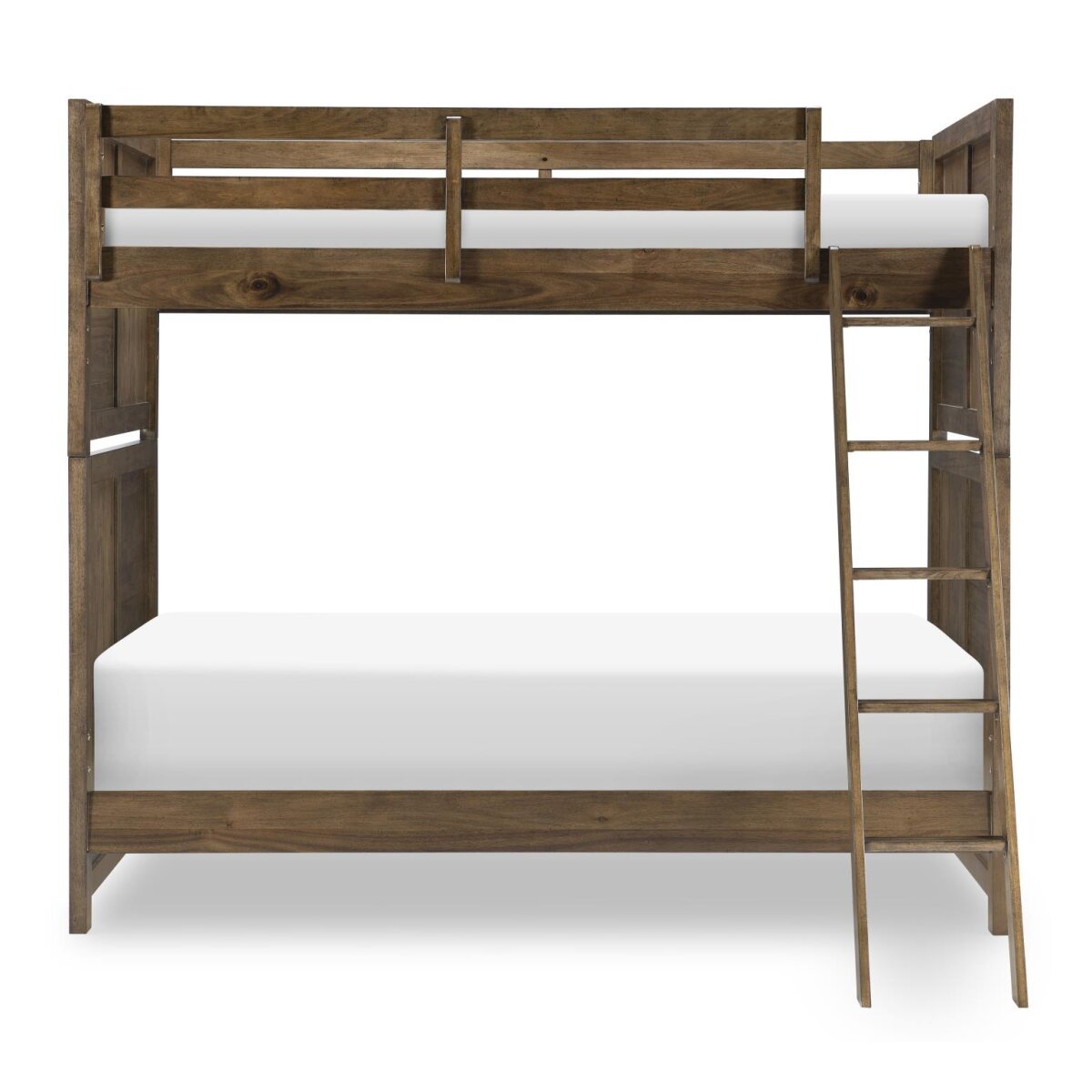db14b2161974bed00f4f9ff020f2895f Complete Twin Over Twin Bunk Bed Brown Finish - Image 1