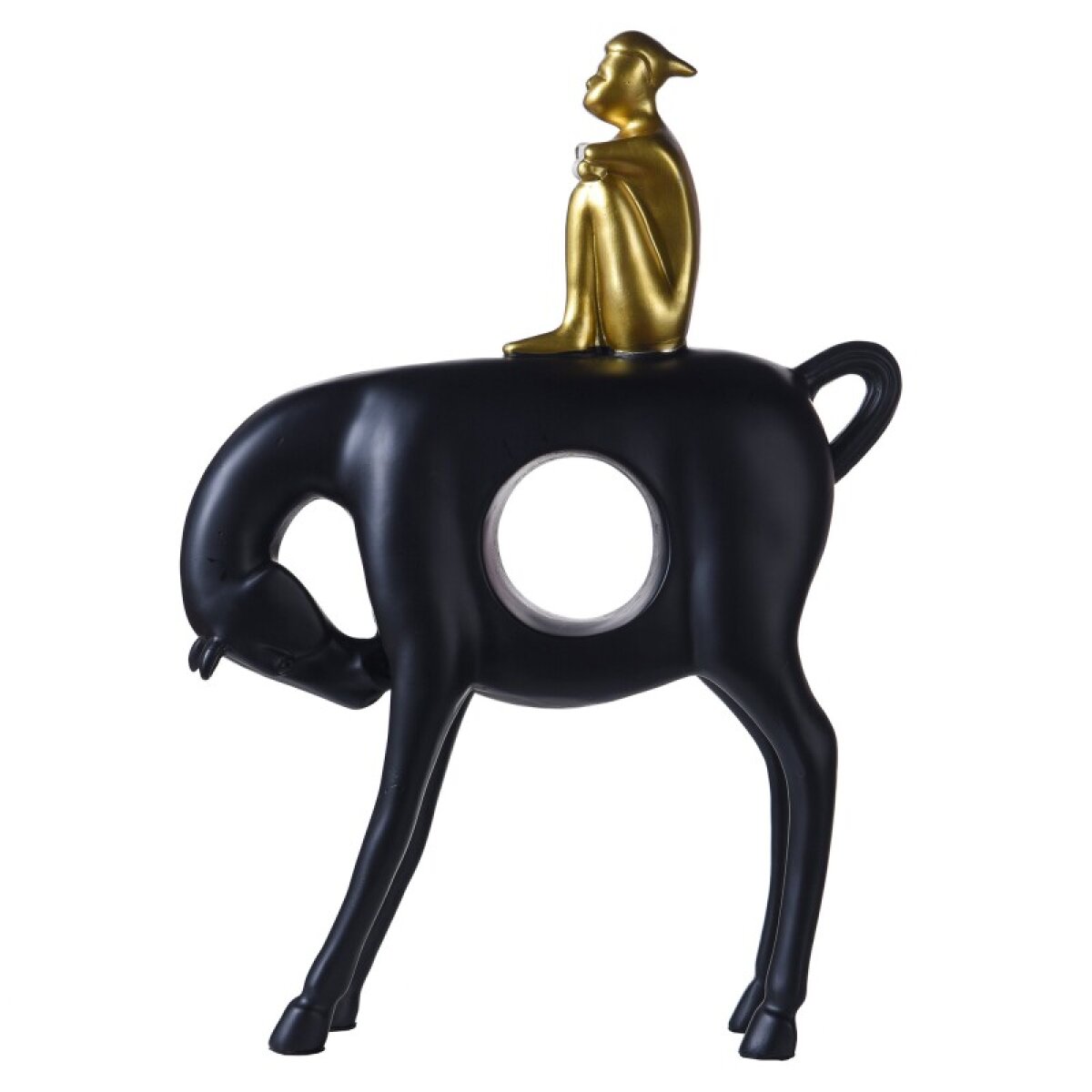 dbbc156a7fb994fd5f9d846c789a7be6 Dann Foley Lifestyle Herdsman Sculpture Resin Mould In Matte Black With Gold Accent - Image 1