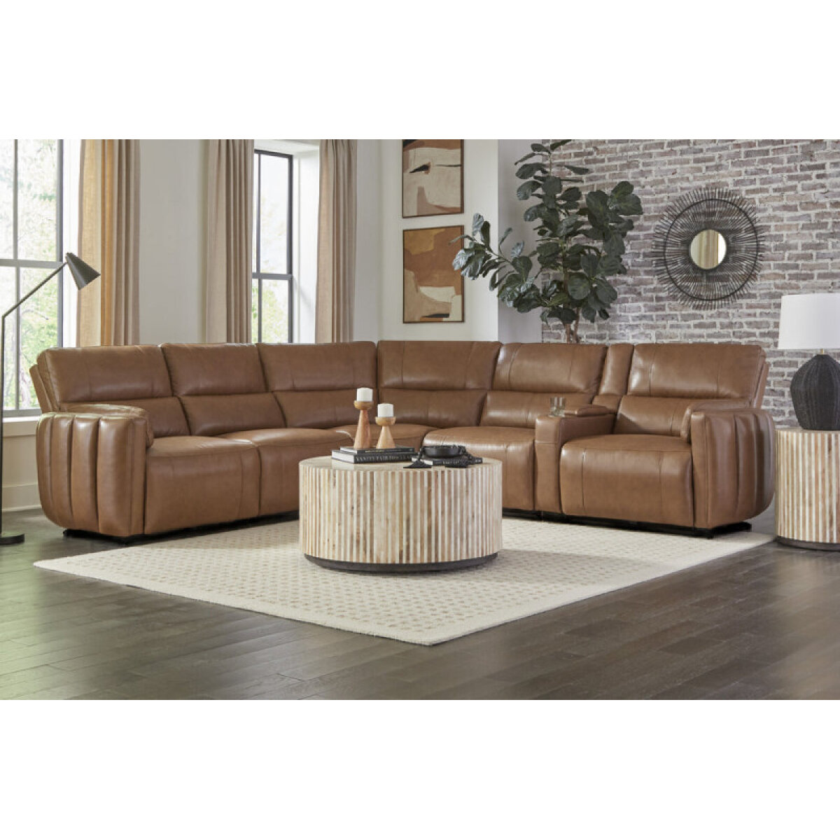 dbc4a636e1ec6c30d231159fe4cc3988 Modesto - Sable 6pc Modular Power Reclining Sectional With Power Adjustable Headrests - Image 1