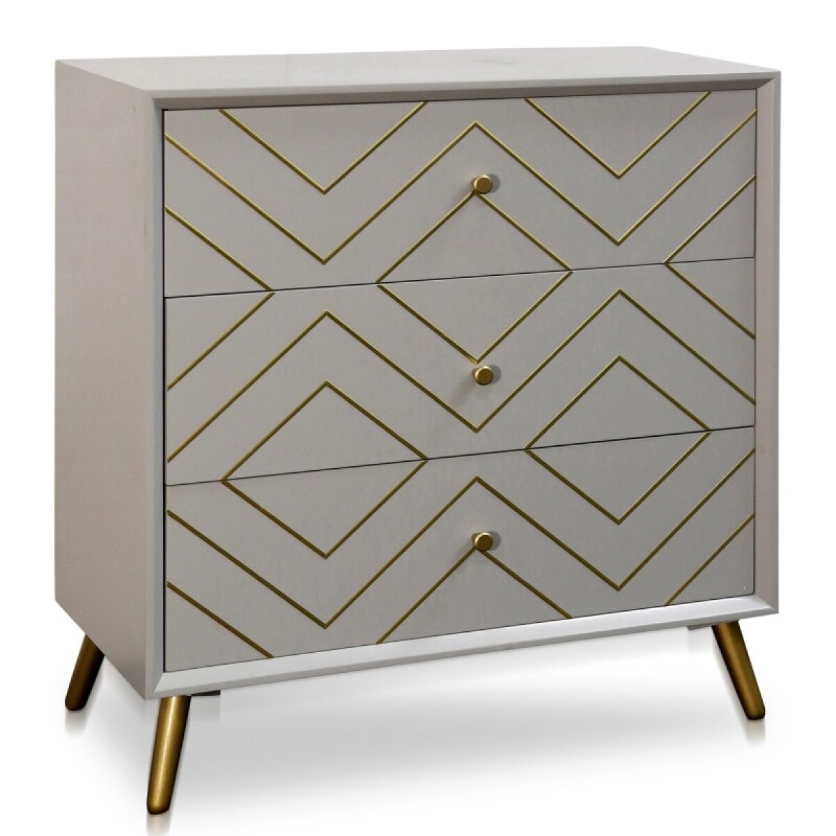 dc2c75033614c0be3825af01c275c4b3 3 Drawer Cabinet Air Force Blue Body With Gold Inlay And Hardware - Image 1