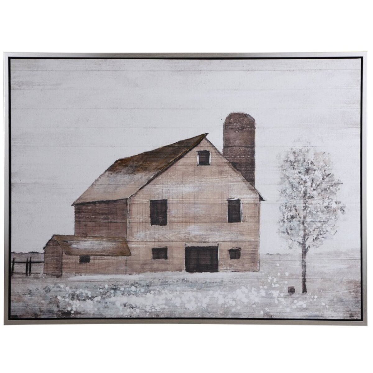 dc9e8619ab02f0e136f7b0a1fba50a82 Life On The Farm Hand Painted Framed Canvas In Cream Browns And Grey - Image 1