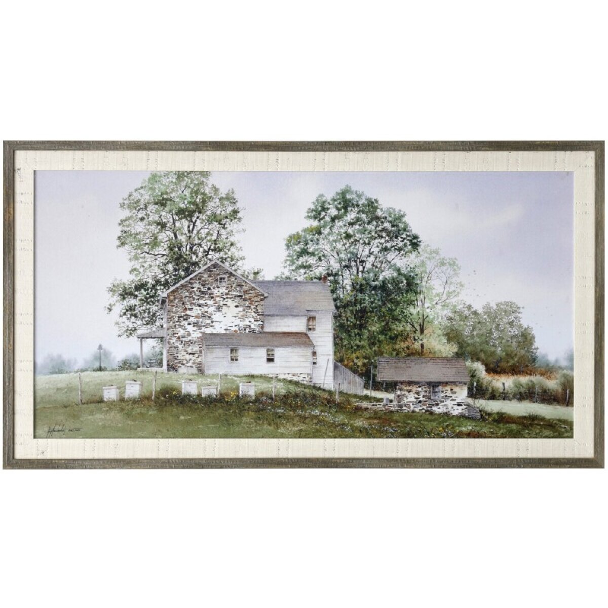 dd489bacad8492ffc5ca59f5647d90e2 Bee Boxes Textured Framed Print - Image 1