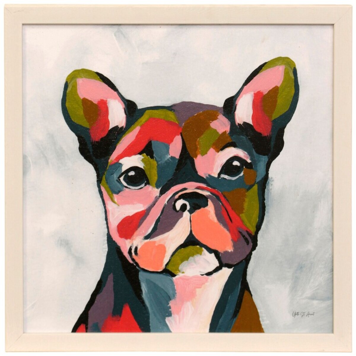 dda3787b028da2c3b354973968e444c8 Abstract French Bulldog Textured Framed Print - Image 1