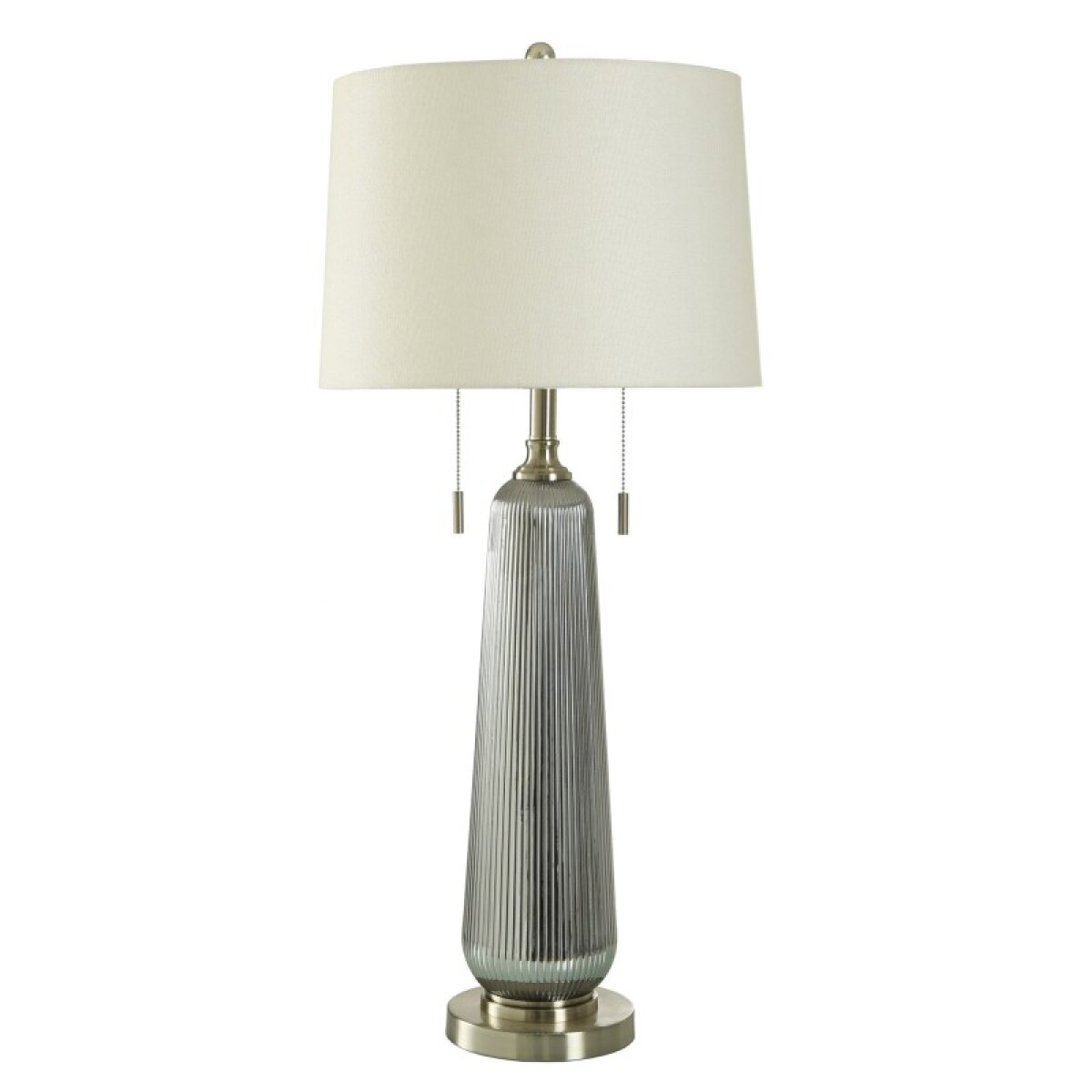de97509ab8eaf5f7d47db94e0dc3ba29 Lumi Silver Silver Ribbed Glass Table Lamp With Double Pull Chain Feature - Image 1