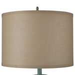 Avignon Blue Traditional Classic Floor Lamp With Drum Shade In Silk Blend Taupe Fabric - Image 5