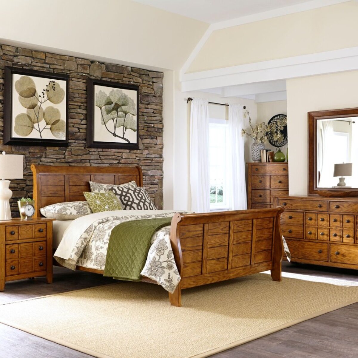 e0258fc4b9d3c97ed82121f566c366bb Grandpas Cabin Queen Sleigh Bed, Dresser & Mirror, Chest, Night Stand - Image 1