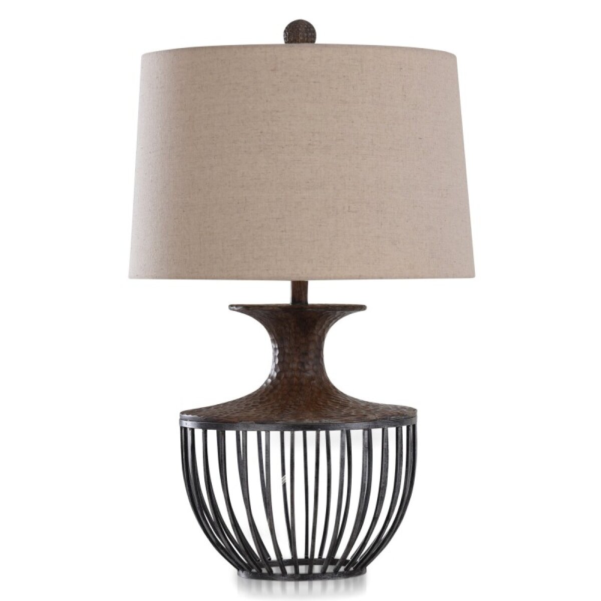 e1c5a771aab5681adef65cac4802002d Orono Bronze Transitional Metal & Moulded Design Table Lamp In Pewter & Dark Amber - Image 1