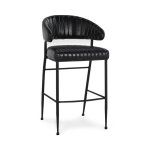 Umbria Leather Bar Stool - Midnight Raven