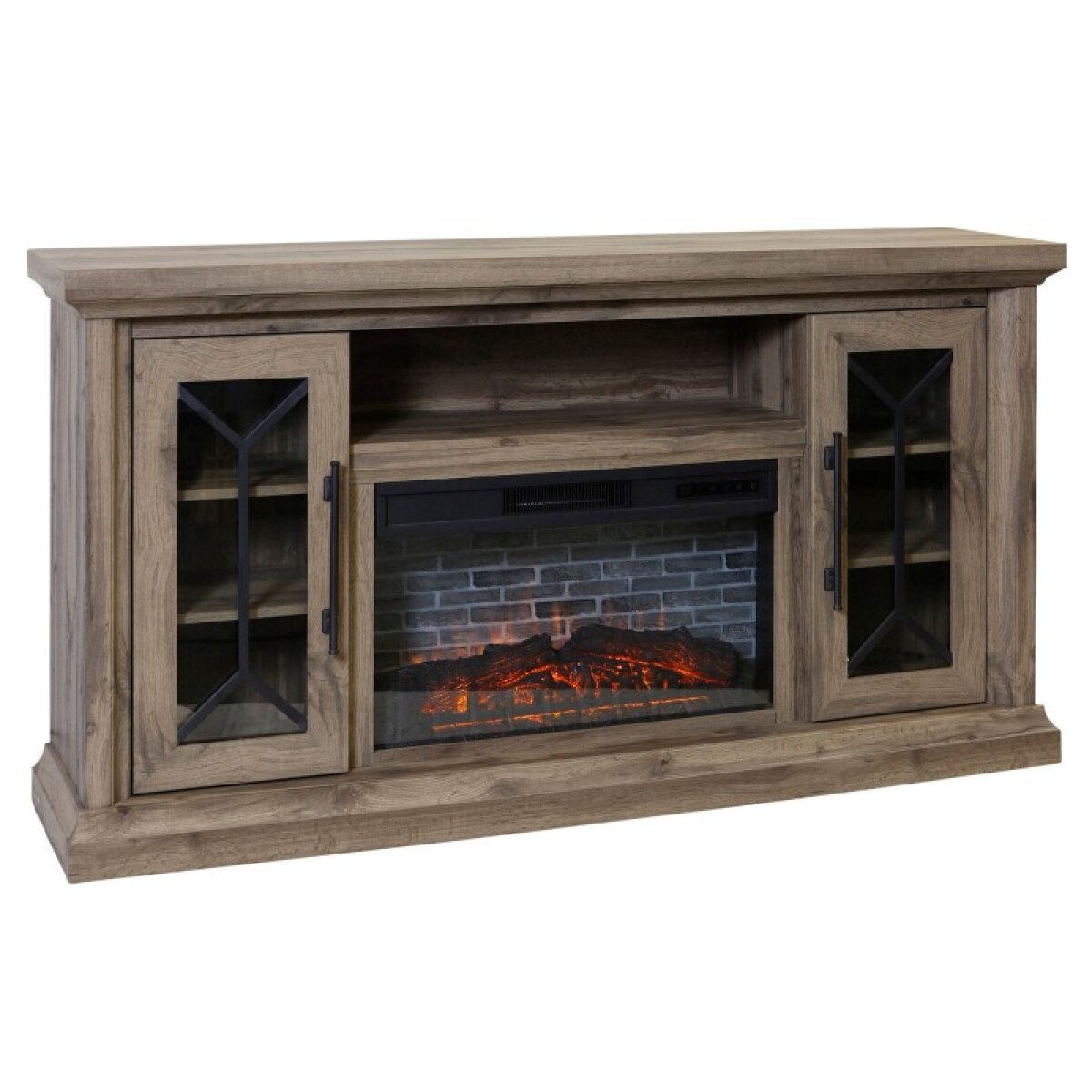 e28e93b7aff5ff94b7a593a60d3b8440 Two Door Media Fireplace Cabinet Electric Fireplace Included - Image 1