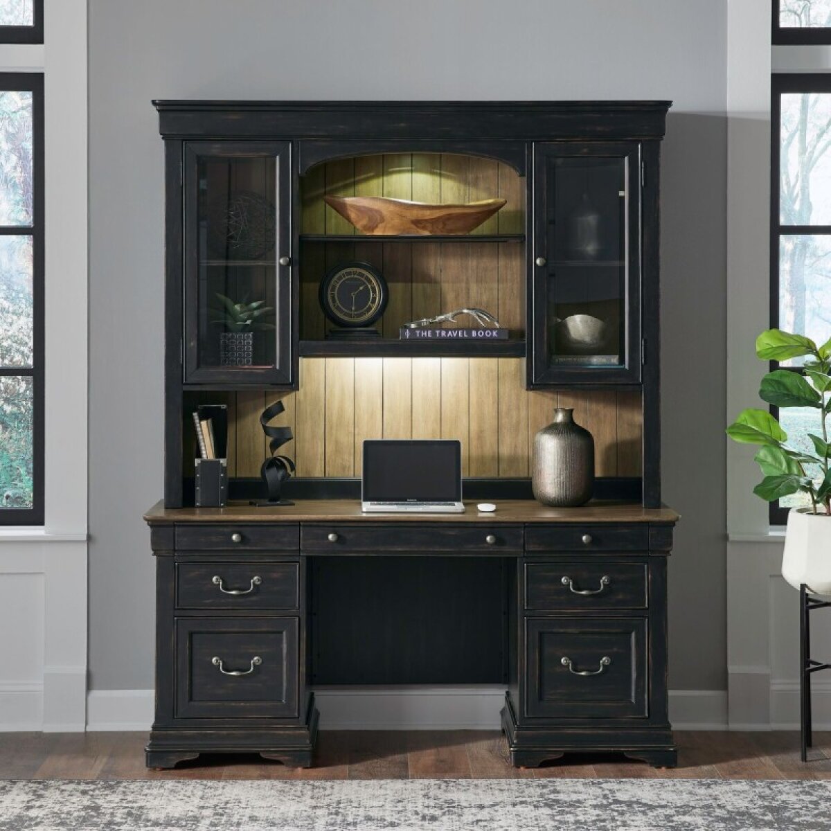 e356410ae6d425fe7691646d3c6e362e Meritage Credenza & Hutch - Image 1