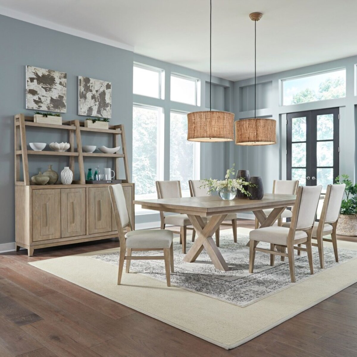 e35de68965e1dcc61b9848d108ecfcc8 Brentwood 7 Piece Double Pedestal Table Set - Image 1