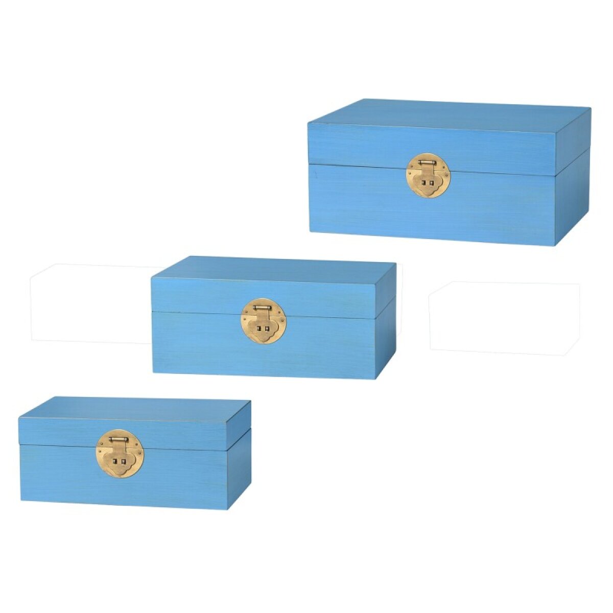 e3aa5727c7da04121fb4c41e7d846b11 Dann Foley Lifestyle Set Of 3 Large Blue Chinese Style Wooden Keep Box - Image 1