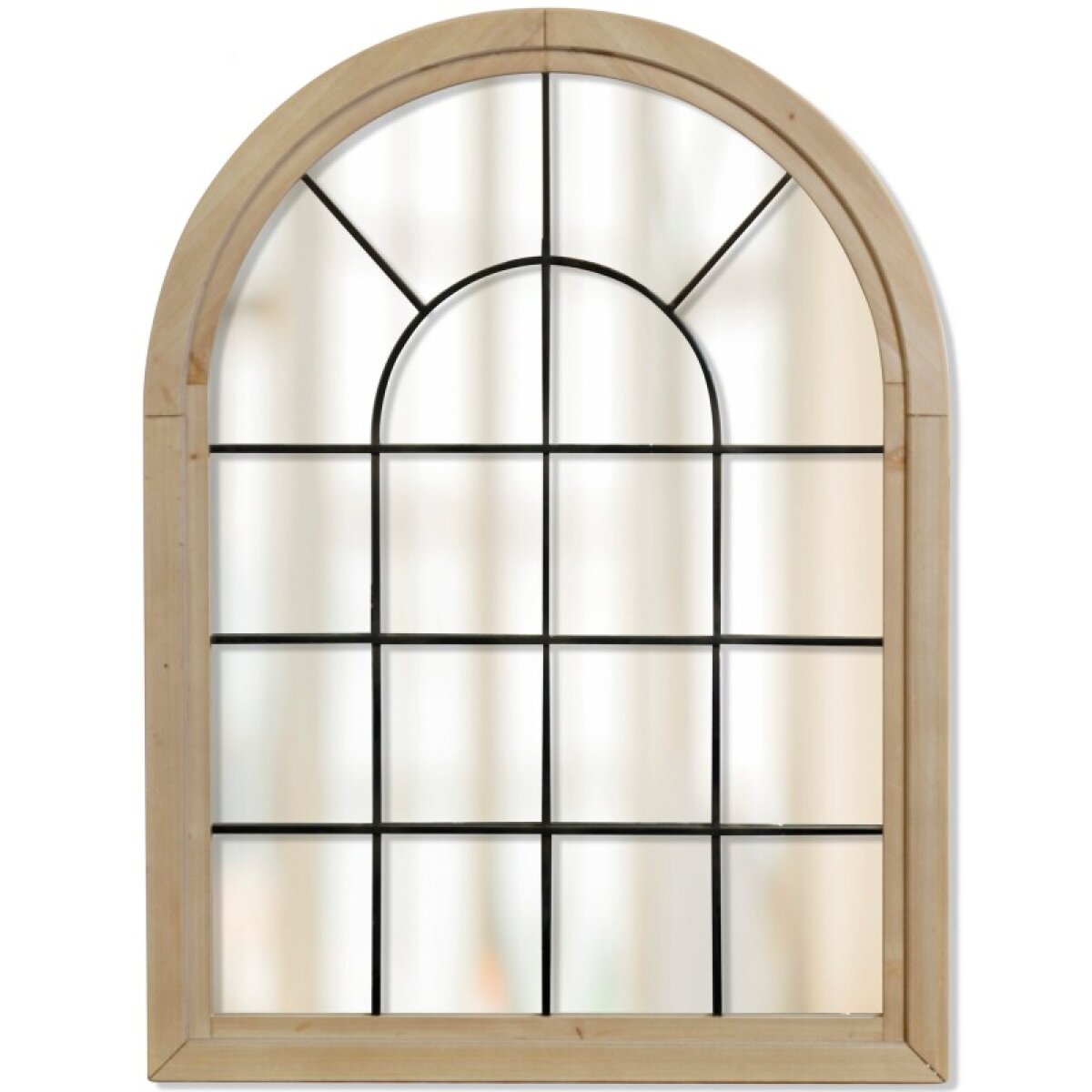 e40257d2eec7bc1185049558a53a315f Pinewood Window Shaped Wooden Mirror With Metal Pane Detail - Image 1