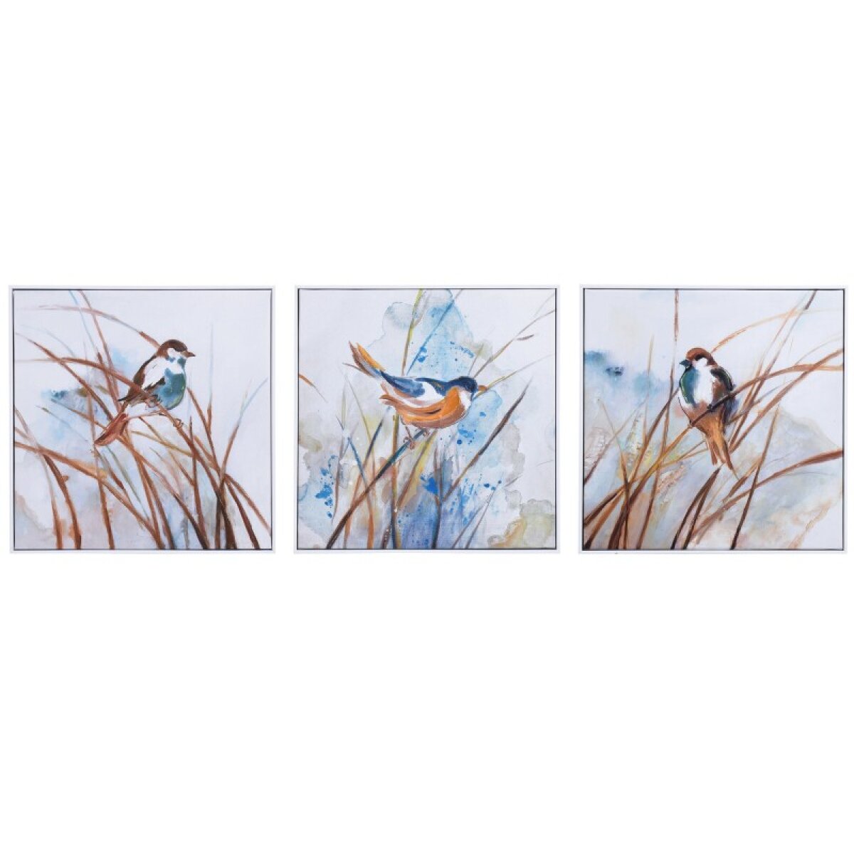 e468b82da91863e2a4fce38f81322a30 Feathered Trio Set Of Three Canvas Paintings - Image 1