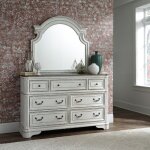 Magnolia Manor King Uph Sleigh Bed, Dresser & Mirror, Chest, Night Stand - Image 3