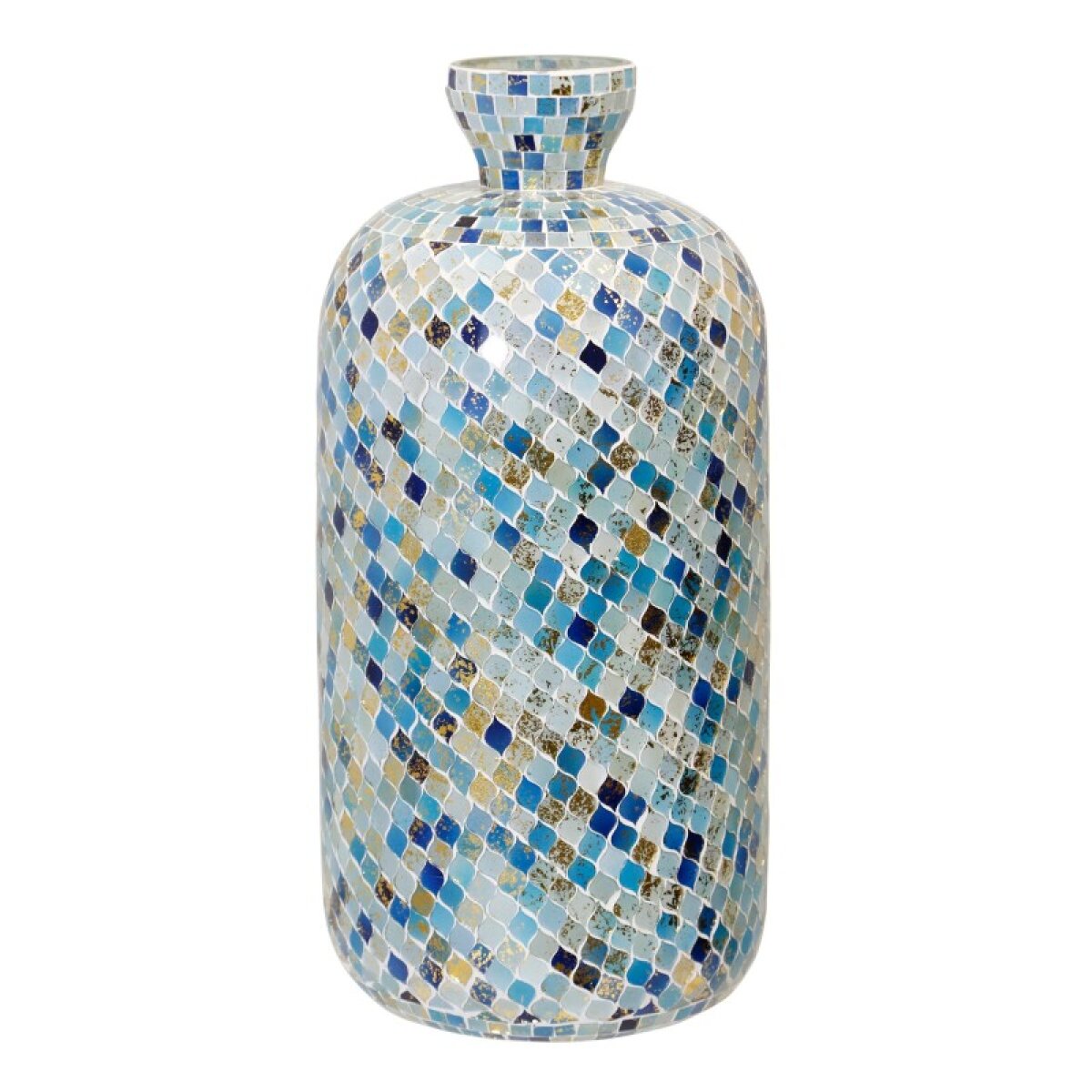 e4b522af658ab25a3e853514edc290eb Blue Mosaic Glass Vase - Image 1