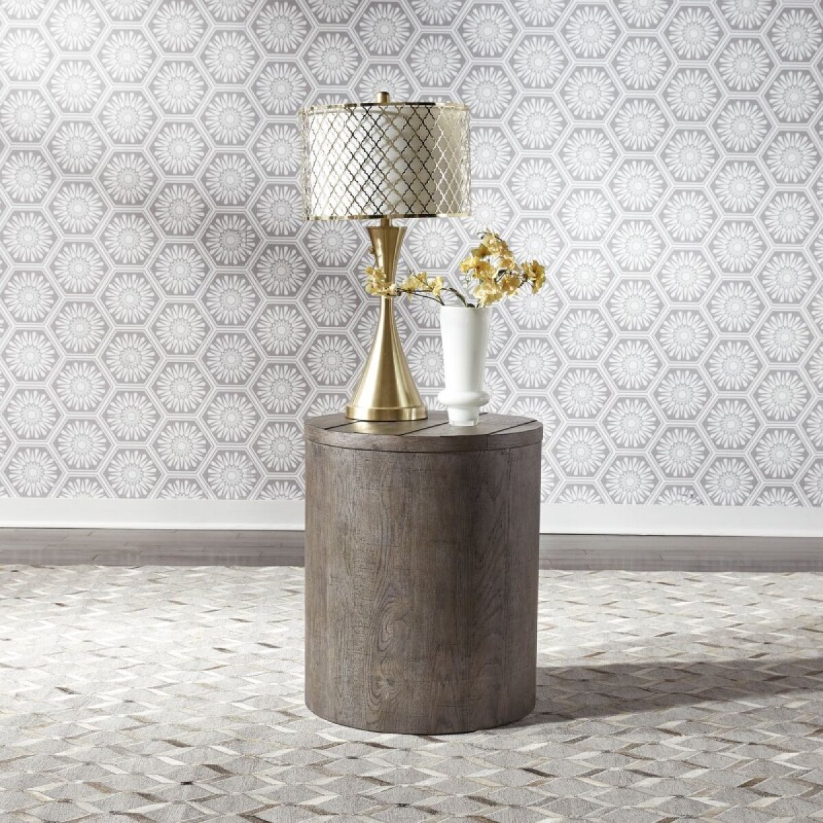 e4cf73dab1ae2abca8fdb70f339574bd Modern Farmhouse Drum End Table - Image 1