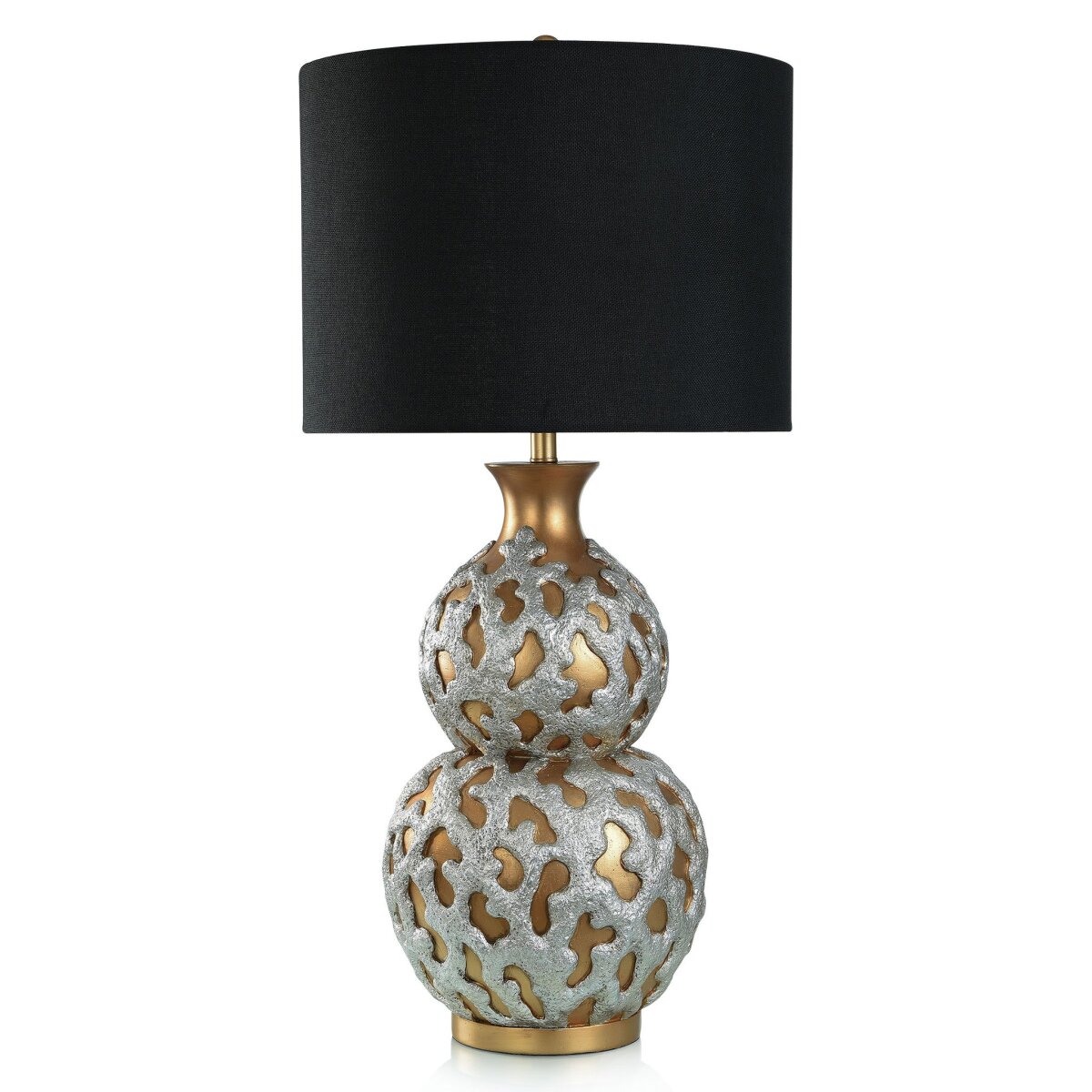 e4e5be1754ec43da0f658ae2011eace4 Reef Table Lamp | Gold And Silver Finish On Resin Body | Hardback Shade - Image 1
