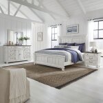 River Place King Panel Bed, Dresser & Mirror, Night Stand