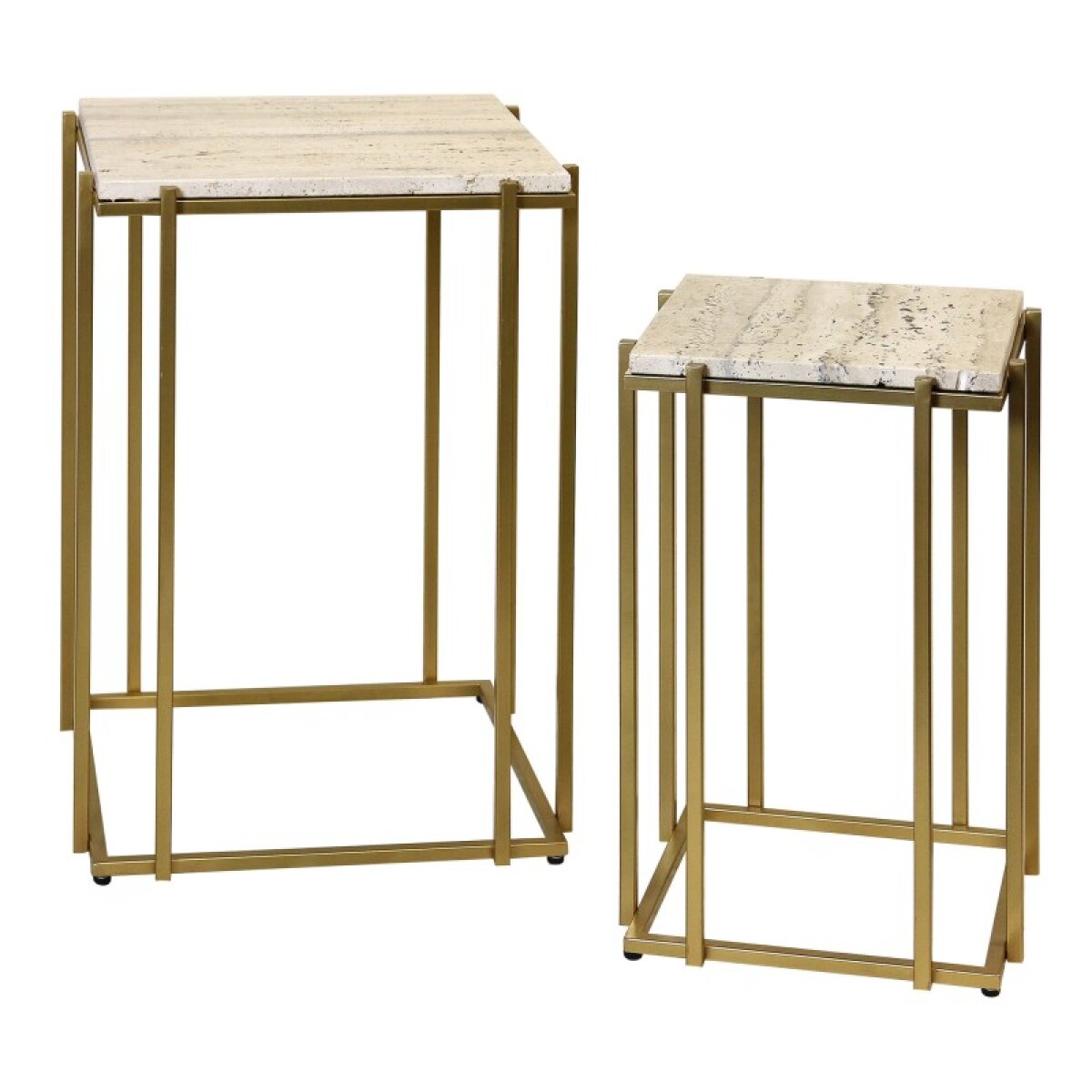 e58495a12493833541a8b6ee7cc3bbf0 Marble & Gold Nested Set Of Two Square Side Tables - Image 1