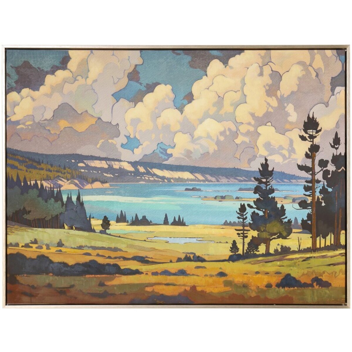 e5e340d2899597f23257916f8517e848 Flathead Lake Hand Painted Framed Canvas - Image 1