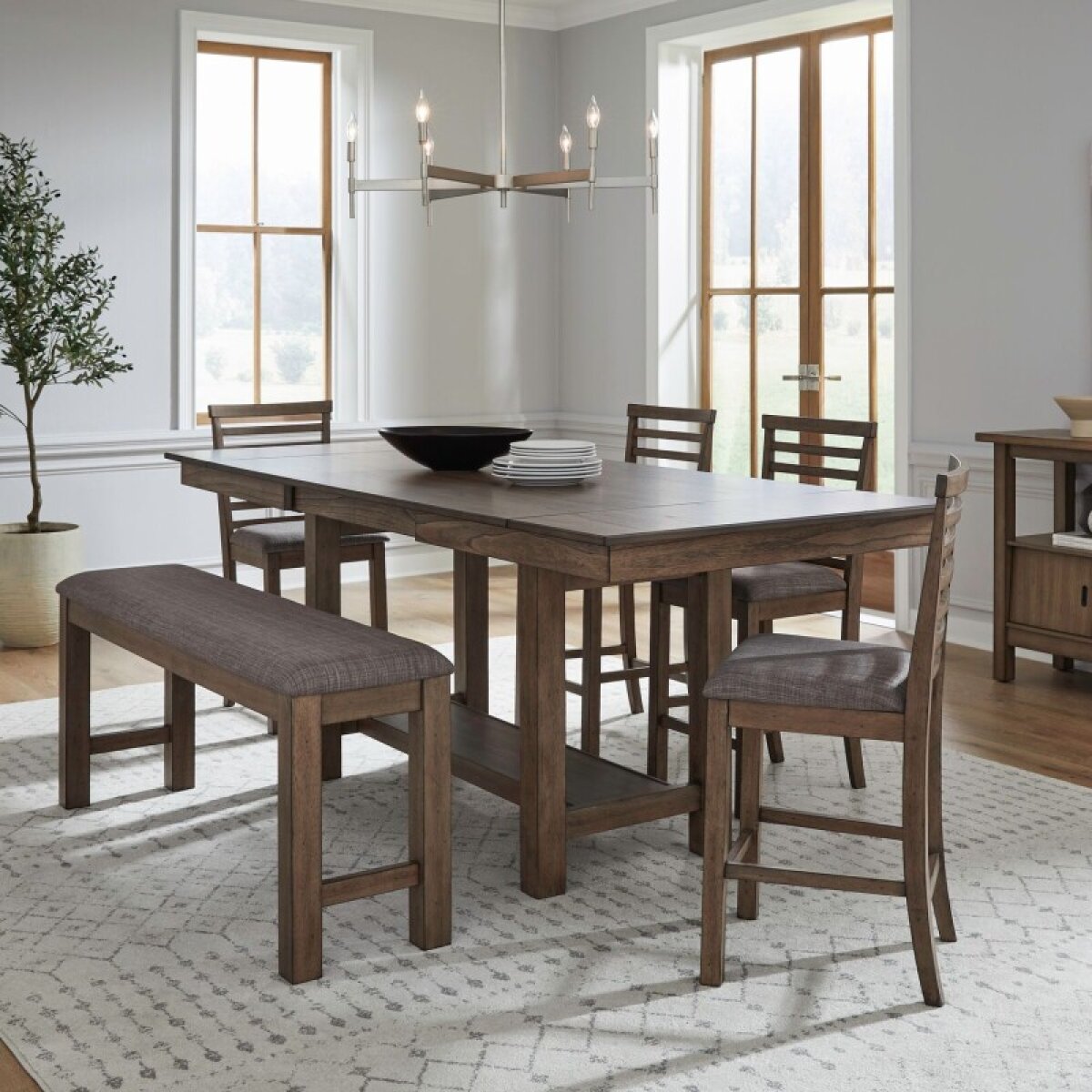 e8242f2b10a2f3ae10897dd0a6e12287 Brook Bay 6 Piece Gathering Trestle Table - Image 1