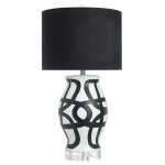 Manning Table Lamp | Black And White Finish On Ceramic Body With Crystal Base | Hardback Shade