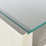 Dann Foley Lifestyle Ivory & Gold Glass Top Three Drawer Cabinet - Image 5