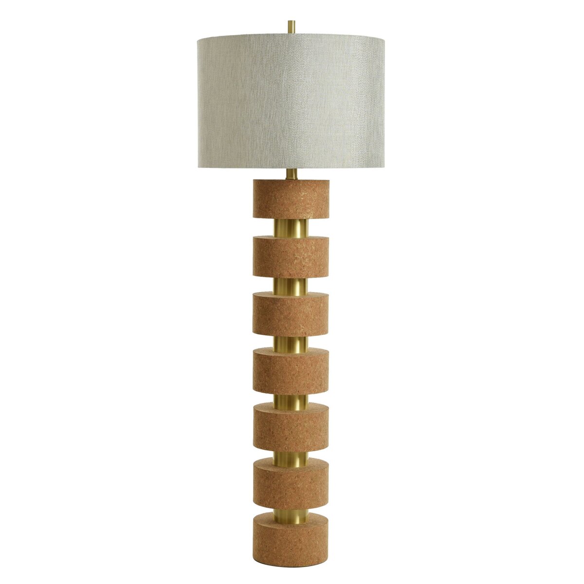 e96b97d797ef09dbe32163a4196a22bc Cortiza Floor Lamp | Cork And Brass Finished Metal Body | Hardback Shade - Image 1