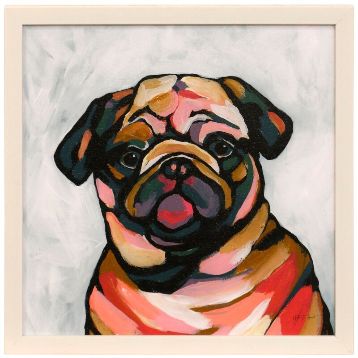 ea914d3e7d2eec1b6d2ed027fd8e8cc2 Abstract Pug Textured Framed Print - Image 1