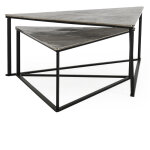 Burton Cast Aluminum Nesting Coffee Tables Set Of 2 - Antique Nickel - Image 3