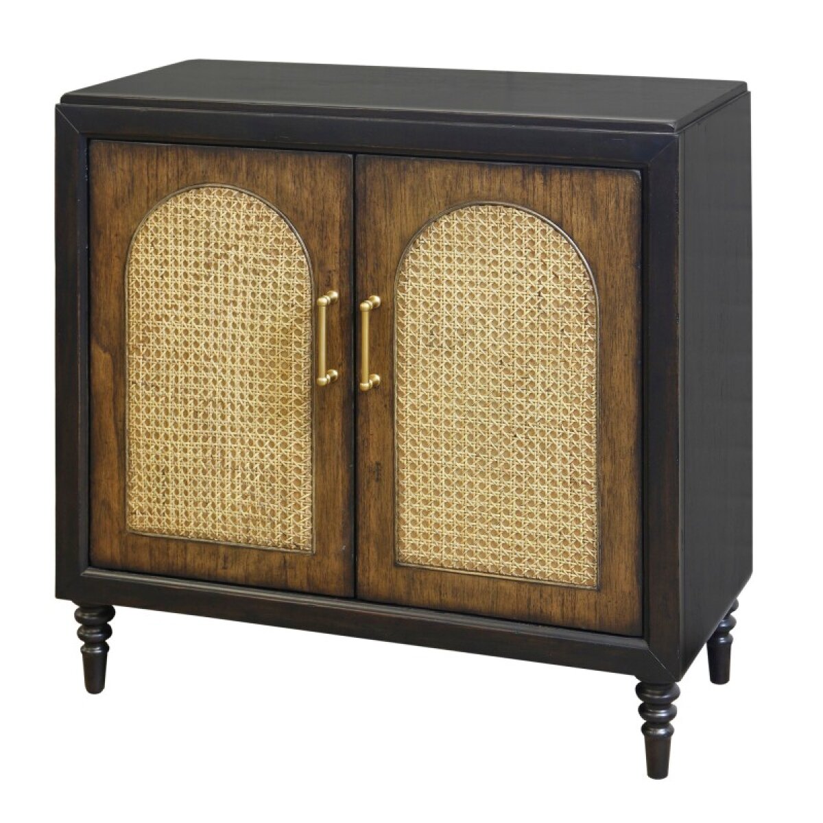 eb6416117edf7db477aa919804ec3397 Cane Arch Chest Two Door Chest With Rustic Faux Wood And Woven Cane Finish - Image 1