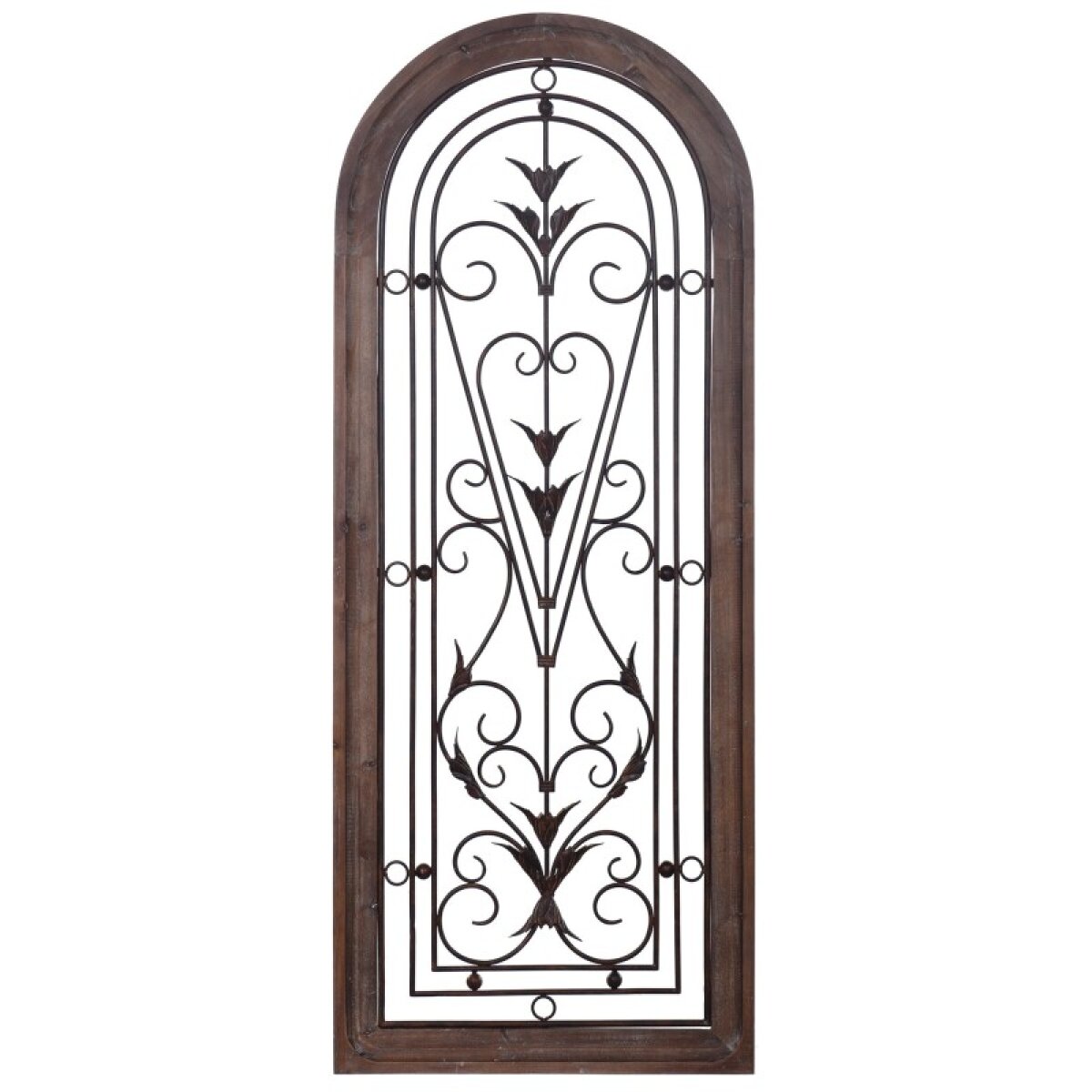 ebce8202b35d64e014ab28ed616fb46d Traditional Scroll Iron Design Wood Framed Wall Art With Metal - Image 1