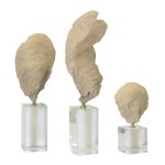 Natural & Gold Norman Wyatt Home Set Of 3 Cast Clams With Gold Leaf On Crystal Glass Base 19i - Image 3