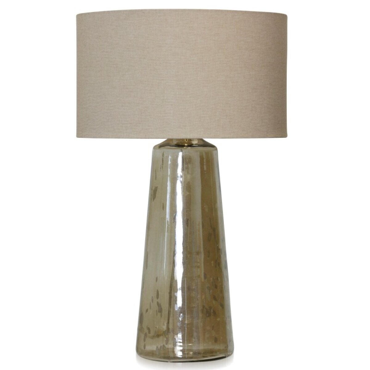 ec72e36fe1b631f60a077755255c80b4 Aged Gold Luster Glass Lamp Base With Beige Fabric Shade 40 Watts - Image 1