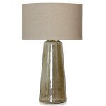 Aged Gold Luster Glass Lamp Base With Beige Fabric Shade 40 Watts