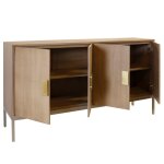 Mid Modern Natural Console 4 Doors With Iron Base - Image 3