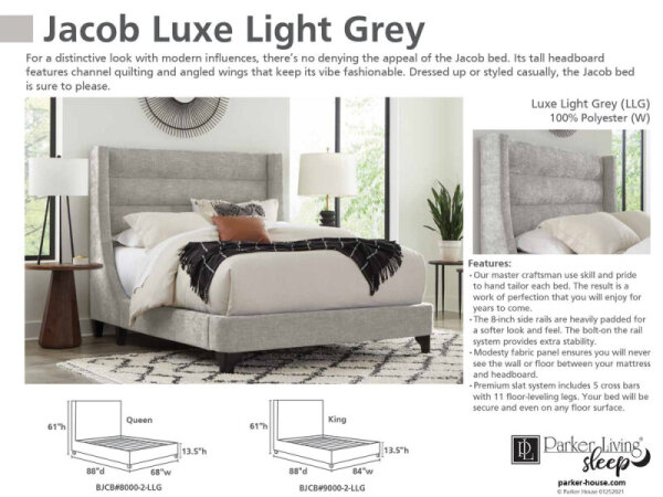 Jacob - Luxe Light Grey Queen Bed 5/0 - Image 6