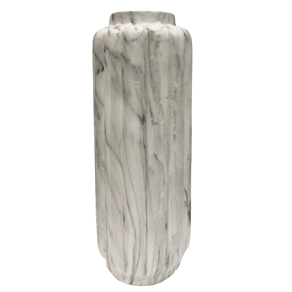 eee0ce104a8105ba1d0d8fe69124c929 Trevi Floor Vase- Small | White Marble Finish On Resin - Image 1