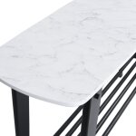 Birchwood Console Table Faux White Marbled Top Black Slatted Lower Shelf - Image 9