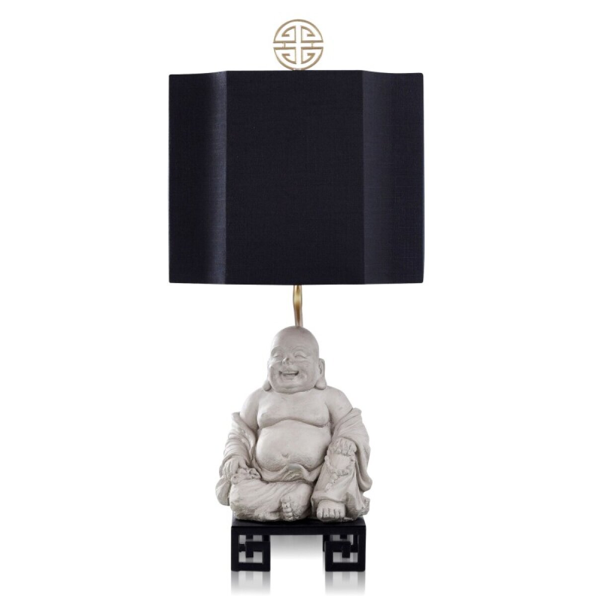 efd068e7399c282a30db2757fdb82c3c Dann Foley Lifestyle Concrete And Metal Buddha Table Lamp With Black Shade 150 Watts - Image 1