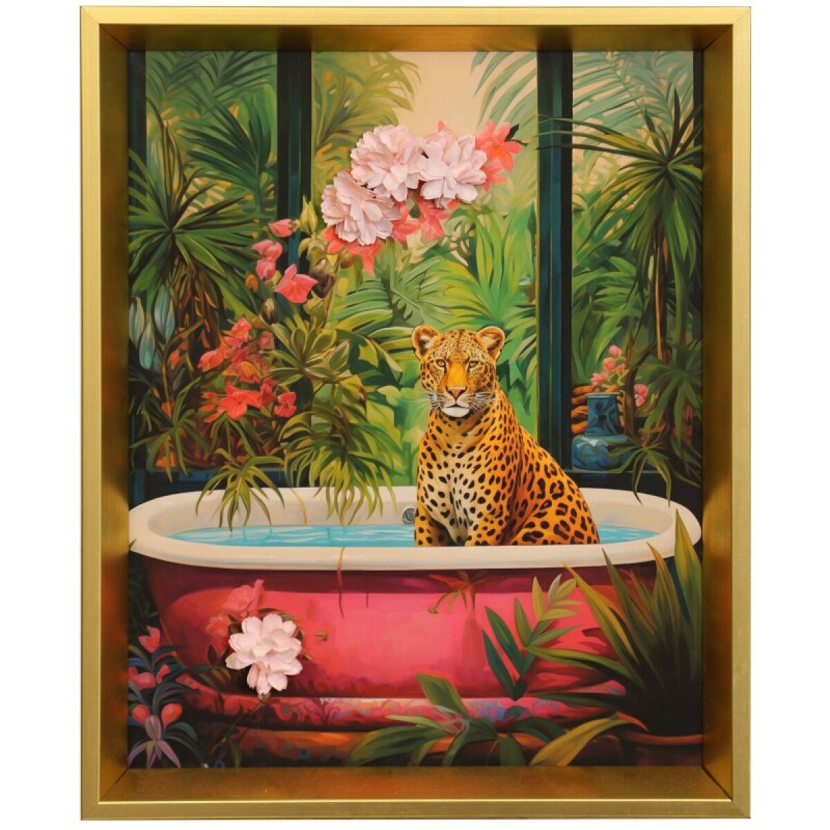 efee6290f47b967ab53b309f4a41dcf2 Cheetah Tropical Retreat Textured Framed Print - Image 1